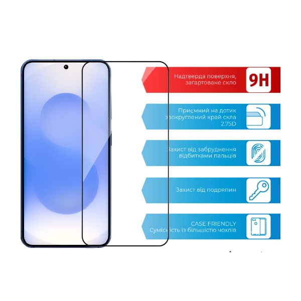 Фото - Защитное стекло для смартфона ACCLAB 9H for Samsung Galaxy S26 Black (1283126633904)